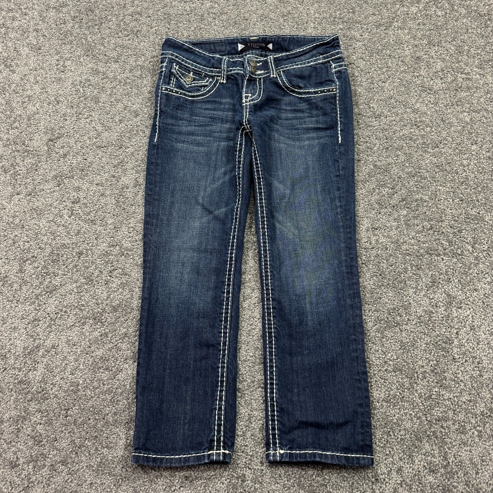 Vigoss Jeans Womens 26/1 Blue Capri Medium Wash Denim Pockets Logo Casual City